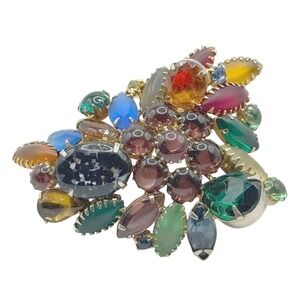 Vintage Juliana Multi Color Rhinestone Statement‎ brooch Aurora Borealis Gems